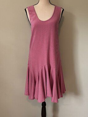 dRA Los Angeles Pink Striped Knit Fit-and-Flare Dress Large Like New